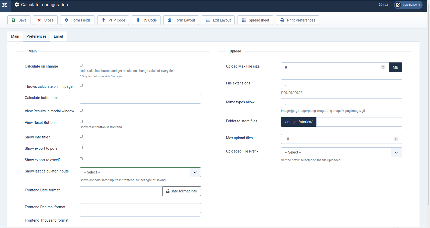 Calcbuilder for Joomla 4