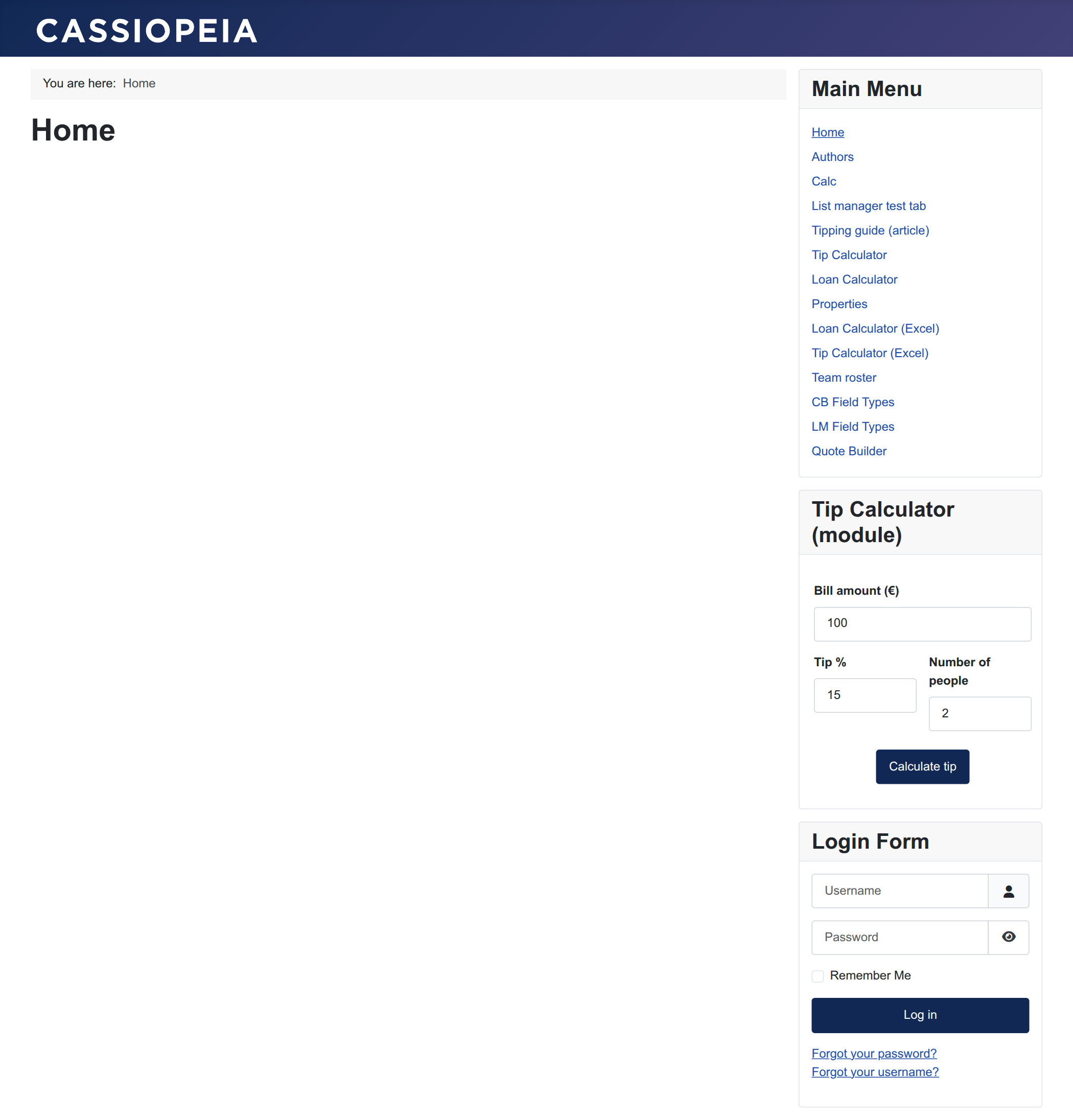 A calculator running in a sidebar module