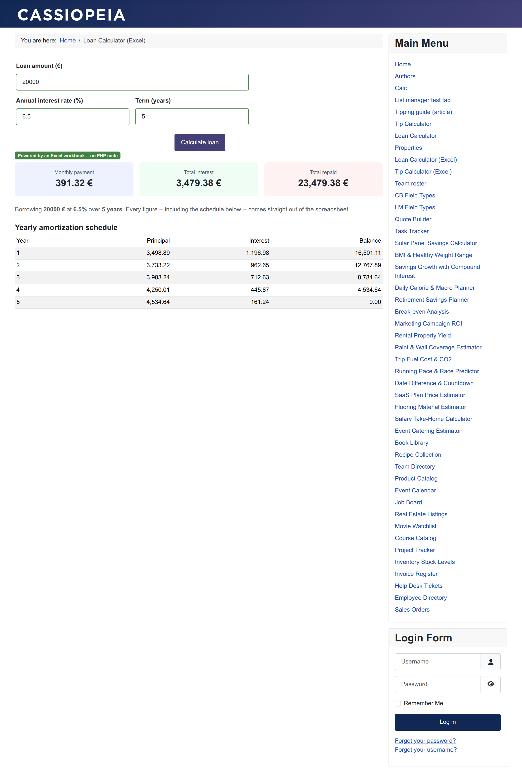 The Excel-powered loan calculator, calculated The Excel-powered loan calculator, calculated