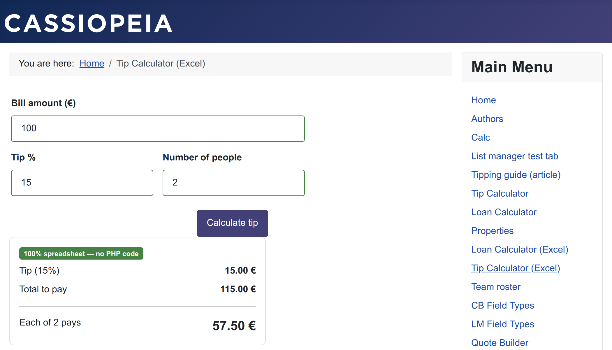 The spreadsheet-powered tip calculator The spreadsheet-powered tip calculator