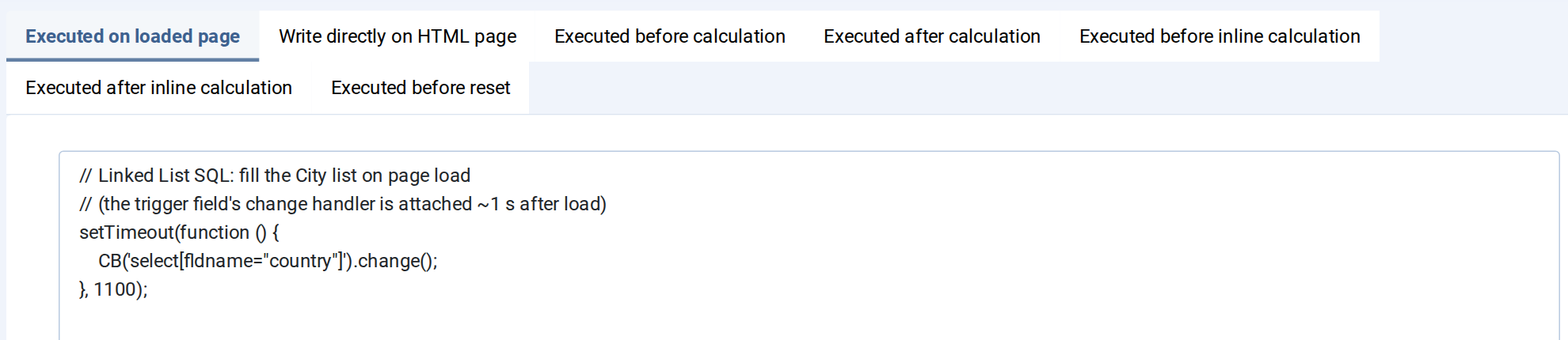 JS Code, Executed on loaded page JS Code, Executed on loaded page