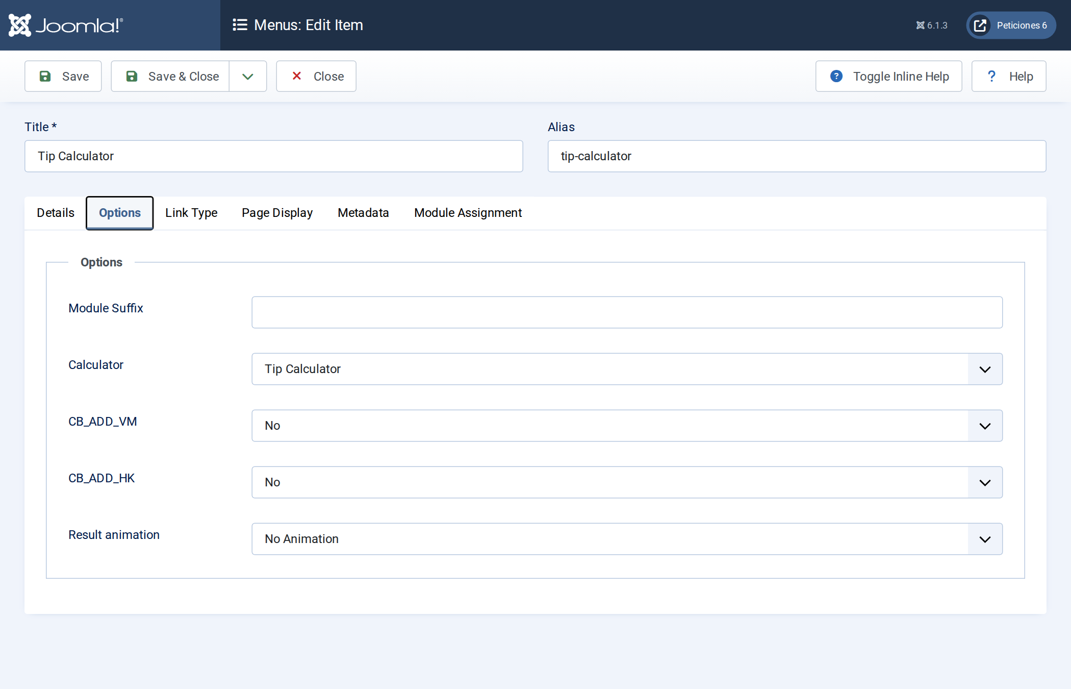 The Calc Builder menu item, type selected