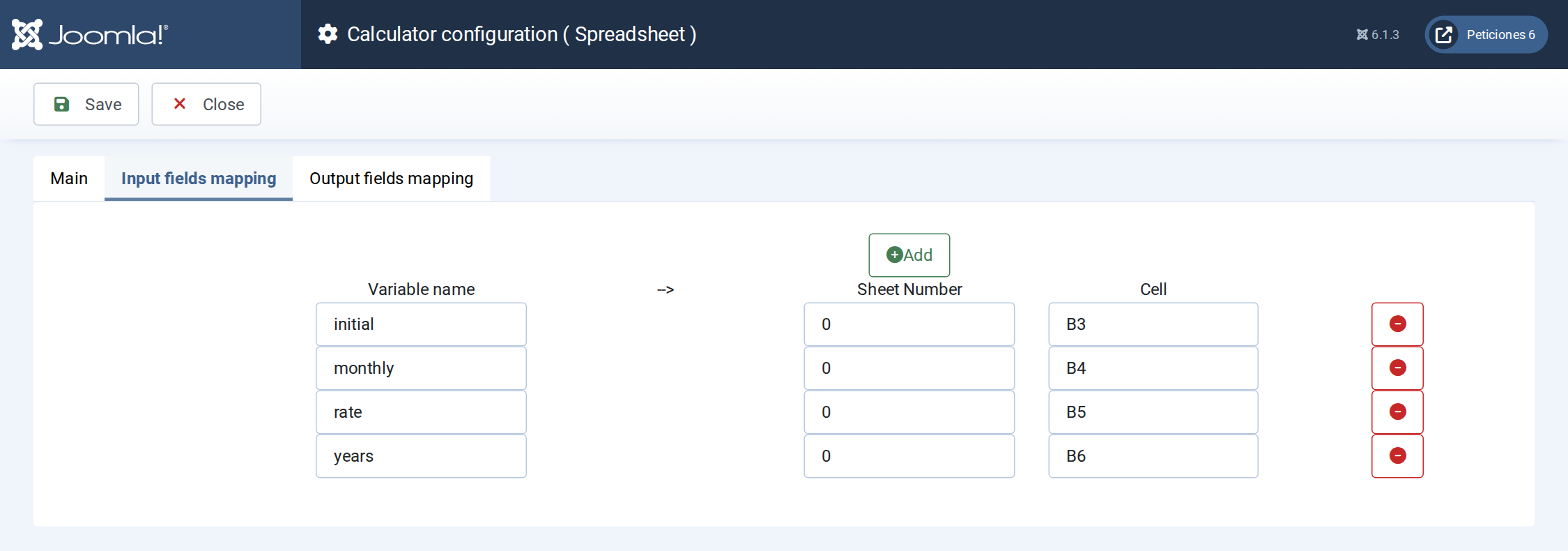 Savings Growth with Compound Interest - input field mapping