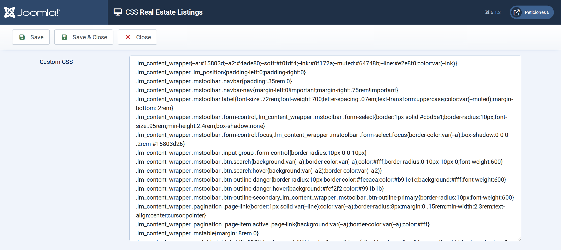 Real Estate Listings - CSS screen