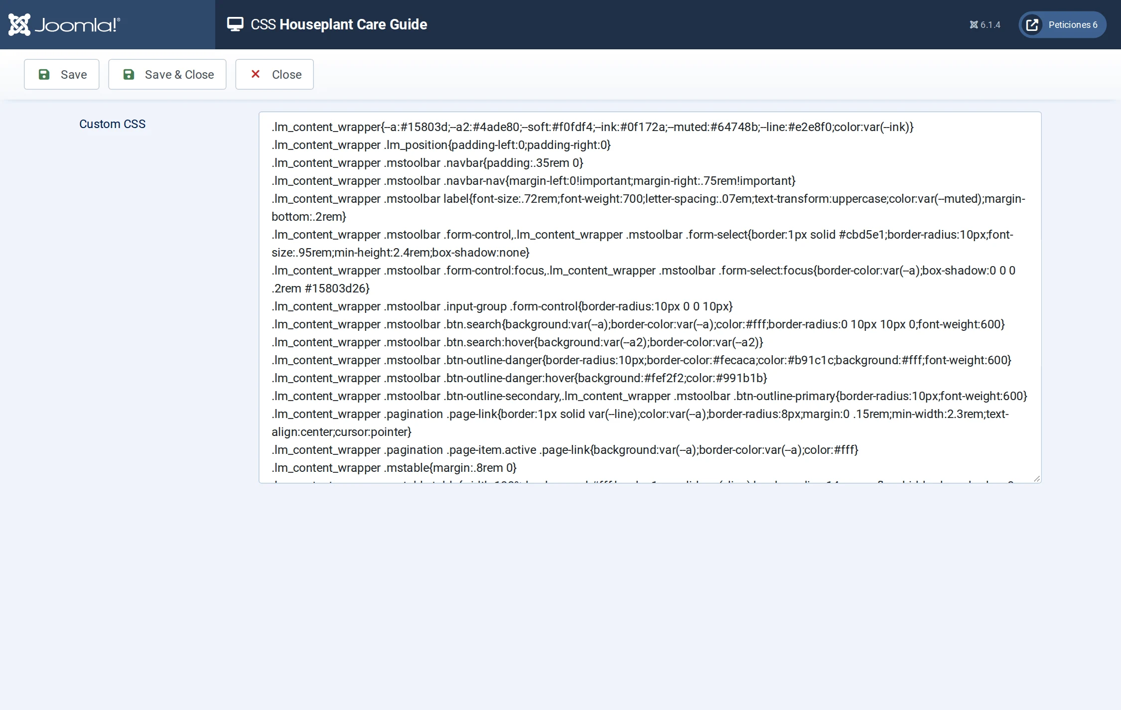 The CSS screen The CSS screen