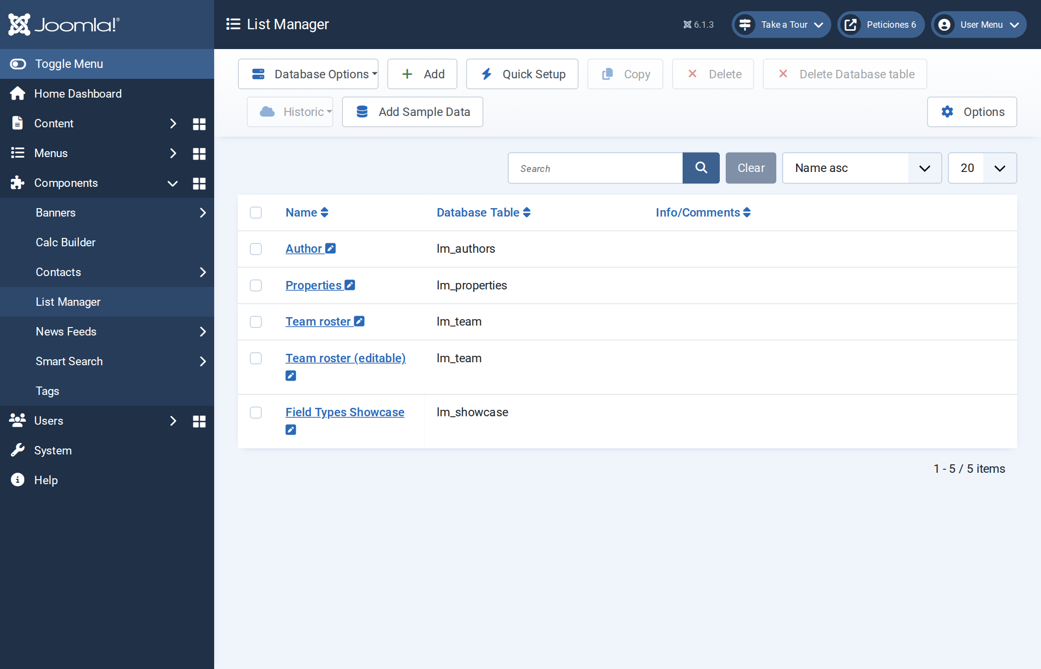 The Quick Setup button on the List Manager main toolbar The Quick Setup button on the List Manager main toolbar