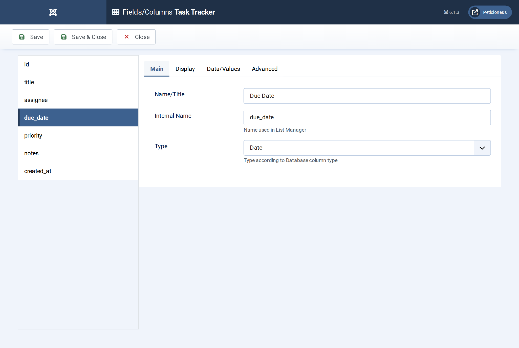 Auto-generated field: Due Date, type Date Auto-generated field: Due Date, type Date