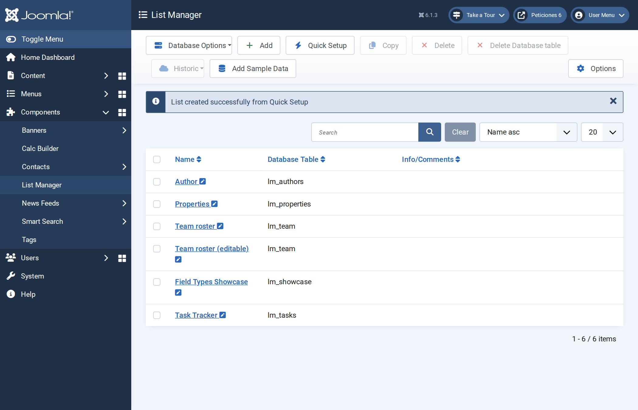 List created successfully from Quick Setup List created successfully from Quick Setup