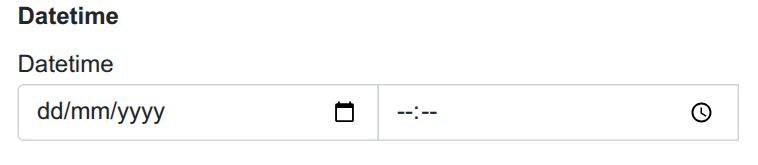 A Datetime column &mdash; separate date and time pickers.